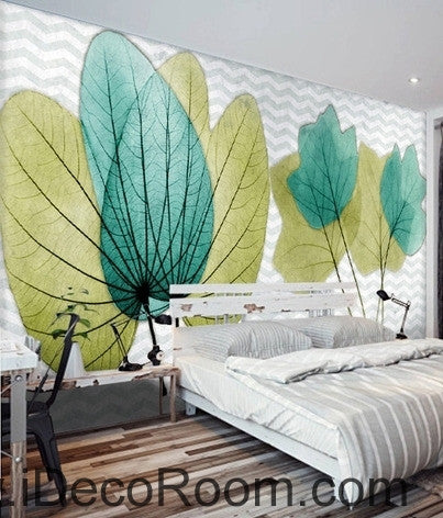 Image of Beautiful dream fresh green transparent small round leaves overlapping wall art wall decor mural wallpaper wall IDCWP-000274