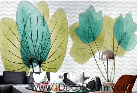 Image of Beautiful dream fresh green transparent small round leaves overlapping wall art wall decor mural wallpaper wall IDCWP-000274