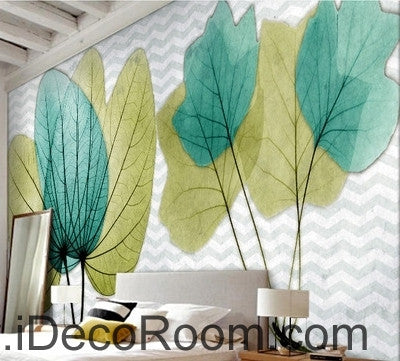 Image of Beautiful dream fresh green transparent small round leaves overlapping wall art wall decor mural wallpaper wall IDCWP-000274