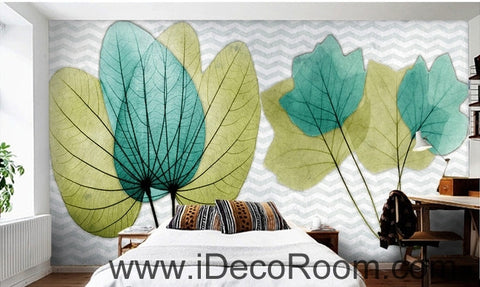 Image of Beautiful dream fresh green transparent small round leaves overlapping wall art wall decor mural wallpaper wall IDCWP-000274