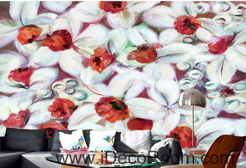 Image of A beautiful dream freshly blooming white abstract lanterns flower painting wall art wall decor mural wallpaper wall IDCWP-000277