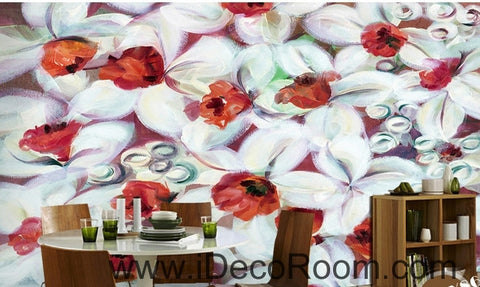 Image of A beautiful dream freshly blooming white abstract lanterns flower painting wall art wall decor mural wallpaper wall IDCWP-000277