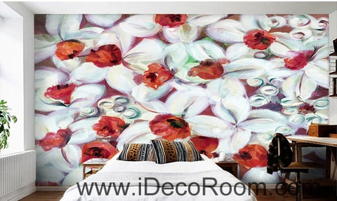 Image of A beautiful dream freshly blooming white abstract lanterns flower painting wall art wall decor mural wallpaper wall IDCWP-000277