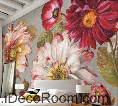 Image of A beautiful dream fresh bloom pink peony rose oil painting effect wall art wall decor mural wallpaper wall IDCWP-000282