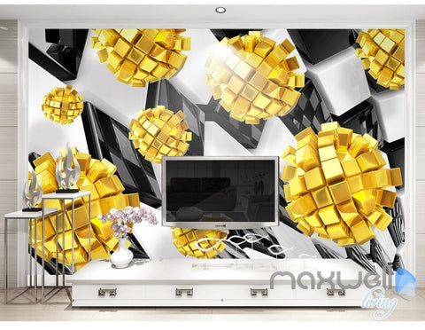 Image of 3D Modern Yellow Blocks 5D Wall Paper Mural Art Print Decals Business Decor IDCWP-3DB-000007