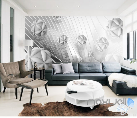 Image of 3D Modern Flower Ball 5D Wall Paper Mural Art Print Decals Business Decor IDCWP-3DB-000008