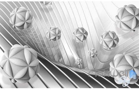 Image of 3D Modern Flower Ball 5D Wall Paper Mural Art Print Decals Business Decor IDCWP-3DB-000008