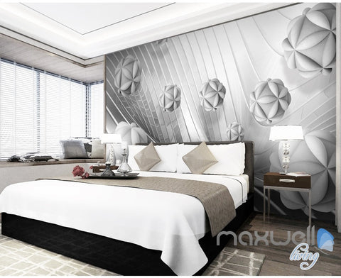 Image of 3D Modern Flower Ball 5D Wall Paper Mural Art Print Decals Business Decor IDCWP-3DB-000008
