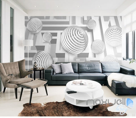 Image of 3D Modern Swirl Ball 5D Wall Paper Mural Art Print Decals Busniess Decor IDCWP-3DB-000009