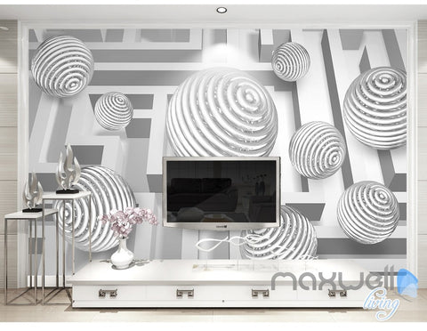 Image of 3D Modern Swirl Ball 5D Wall Paper Mural Art Print Decals Busniess Decor IDCWP-3DB-000009