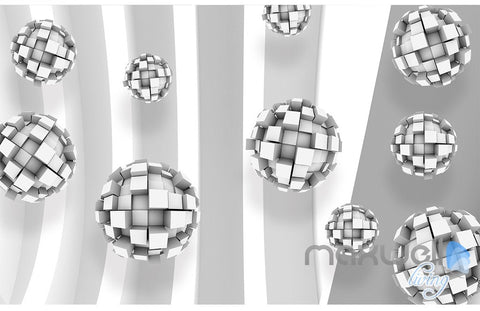 Image of 3D Blocks Ball 5D Wall Paper Mural Art Print Decals Business Office Decor IDCWP-3DB-000012