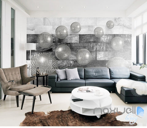 Image of 3D Balls Marble 5D Wall Paper Mural Modern Art Print Decals Office Decor IDCWP-3DB-000015