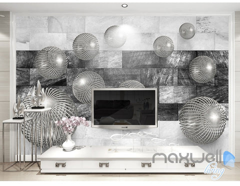 Image of 3D Balls Marble 5D Wall Paper Mural Modern Art Print Decals Office Decor IDCWP-3DB-000015
