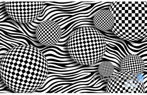 Image of 3D Chessboard Ball 5D Wall Paper Mural Art Print Decals Modern Room Decor IDCWP-3DB-000020