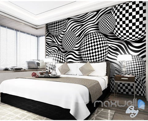 Image of 3D Chessboard Ball 5D Wall Paper Mural Art Print Decals Modern Room Decor IDCWP-3DB-000020