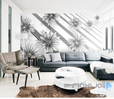 Image of 3D Flowers Parallel Pattern 5D Wall Paper Mural Art Print Decals Modern Decor IDCWP-3DB-000026