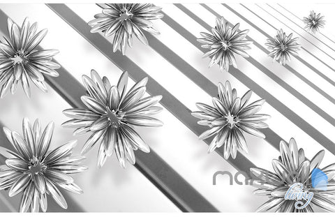 Image of 3D Flowers Parallel Pattern 5D Wall Paper Mural Art Print Decals Modern Decor IDCWP-3DB-000026