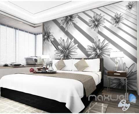 Image of 3D Flowers Parallel Pattern 5D Wall Paper Mural Art Print Decals Modern Decor IDCWP-3DB-000026