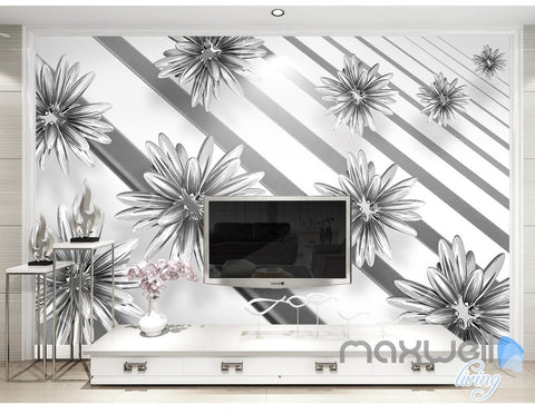 Image of 3D Flowers Parallel Pattern 5D Wall Paper Mural Art Print Decals Modern Decor IDCWP-3DB-000026