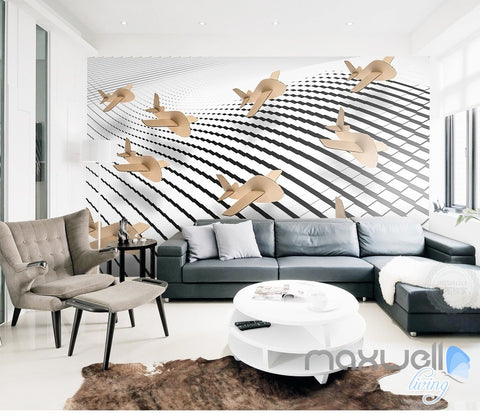 Image of 3D Cardboard Plane 5D Wall Paper Mural Art Print Decals Modern Decor IDCWP-3DB-000027