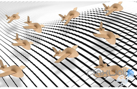 Image of 3D Cardboard Plane 5D Wall Paper Mural Art Print Decals Modern Decor IDCWP-3DB-000027