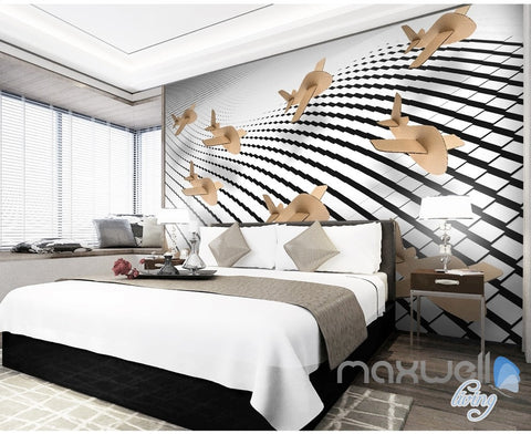 Image of 3D Cardboard Plane 5D Wall Paper Mural Art Print Decals Modern Decor IDCWP-3DB-000027