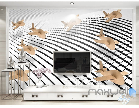 Image of 3D Cardboard Plane 5D Wall Paper Mural Art Print Decals Modern Decor IDCWP-3DB-000027