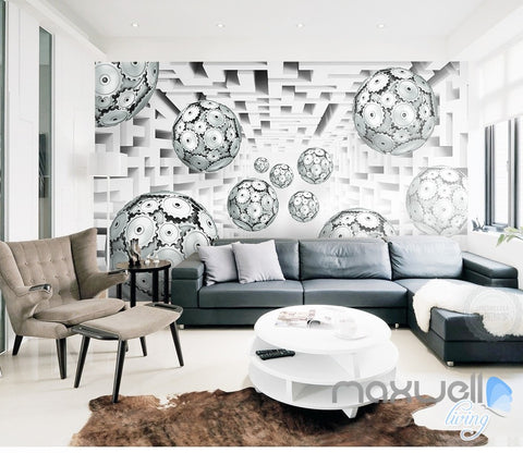 Image of 3D Gear Ball Modern 5D Wall Paper Mural Art Print Decals Business Decor IDCWP-3DB-000029