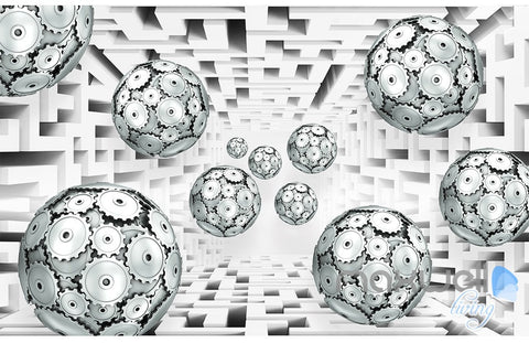 Image of 3D Gear Ball Modern 5D Wall Paper Mural Art Print Decals Business Decor IDCWP-3DB-000029