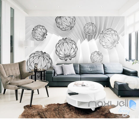 Image of 3D Hollow Ball Pattern 5D Wall Paper Mural Art Print Decals Office Decor IDCWP-3DB-000031
