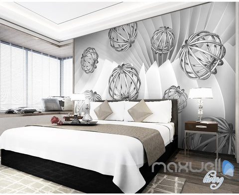 Image of 3D Hollow Ball Pattern 5D Wall Paper Mural Art Print Decals Office Decor IDCWP-3DB-000031