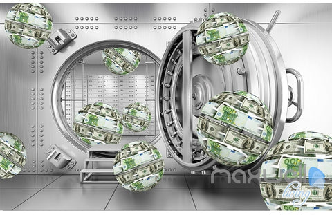 Image of 3D Money Ball Bank 5D Wall Paper Mural Modern Art Print Decals Decor IDCWP-3DB-000034