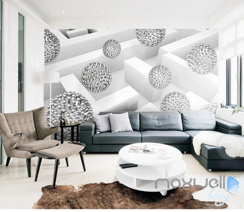 Image of 3D Glass Ball Sphere 5D Wall Paper Mural Modern Art Print Business Decor IDCWP-3DB-000036