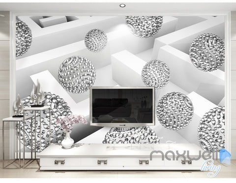 Image of 3D Glass Ball Sphere 5D Wall Paper Mural Modern Art Print Business Decor IDCWP-3DB-000036