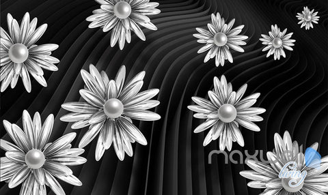 Image of 3D Daisy Flowers Modern 5D Wall Paper Mural Art Print Business Office Decor IDCWP-3DB-000038