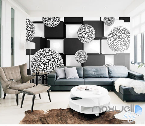 Image of 3D Number Ball Blocks 5D Wall Paper Mural Art Print Business Office Decor IDCWP-3DB-000040
