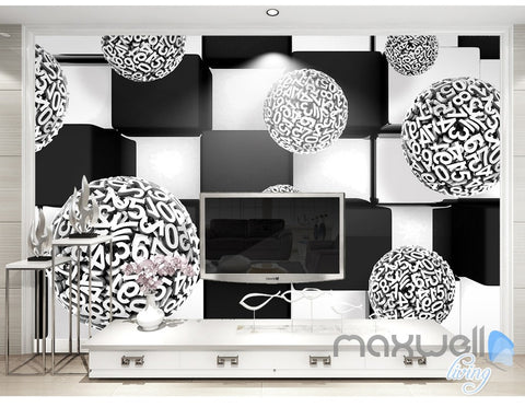 Image of 3D Number Ball Blocks 5D Wall Paper Mural Art Print Business Office Decor IDCWP-3DB-000040
