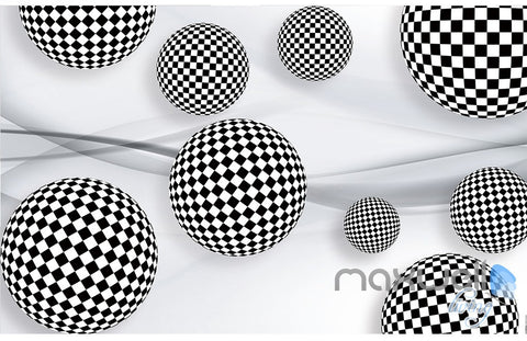 Image of 3D Black White Ball 5D Wall Paper Mural Art Print Decals Business Decor IDCWP-3DB-000041