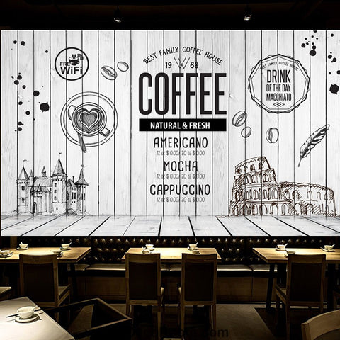 Image of Coffee shop Wallpaper Coffee Club Cafe Wall Murals IDCWP-CF-000024