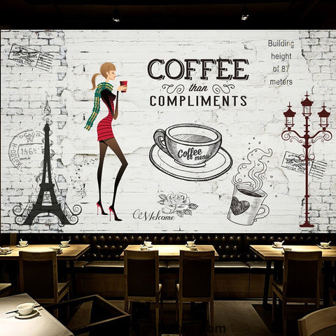 Image of Coffee shop Wallpaper Coffee Club Cafe Wall Murals IDCWP-CF-000029