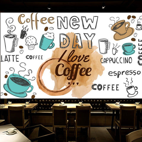 Image of Coffee shop Wallpaper Coffee Club Cafe Wall Murals IDCWP-CF-000041