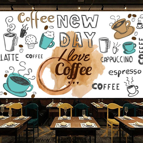 Image of Coffee shop Wallpaper Coffee Club Cafe Wall Murals IDCWP-CF-000041