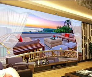 3D Seascape Sightseeing Balcony Wallpaper IDCWP-DZ-000024