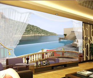3D Seascape Balcony Sightseeing Wallpaper IDCWP-DZ-000025