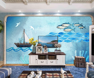 Ocean style Mediterranean wallpaper Wallpaper IDCWP-DZ-000226