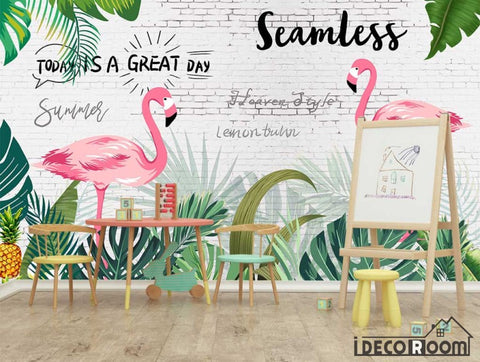 Image of Nordic flamingo wallpaper wall murals IDCWP-HL-000003