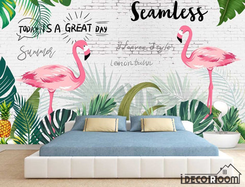 Image of Nordic flamingo wallpaper wall murals IDCWP-HL-000003