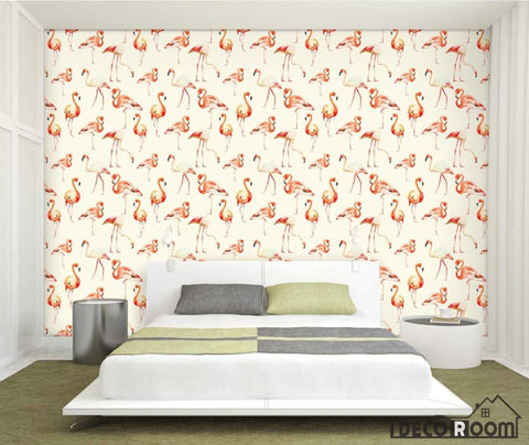 Image of Flamingo simple wallpaper wall murals IDCWP-HL-000006