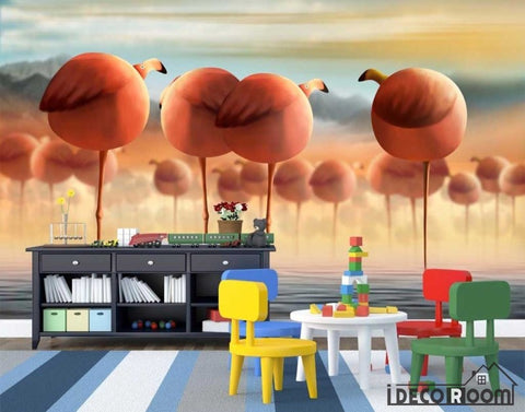 Image of flamingos wallpaper wall murals IDCWP-HL-000008