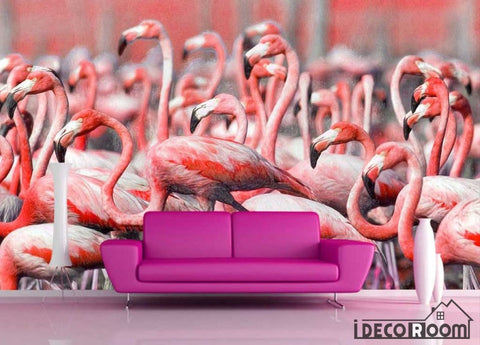 Image of Relief flamingo wallpaper wall murals IDCWP-HL-000026